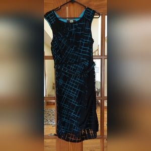 New Without Tag Eva Franco Laser-Cut Sheath Dress Size 6 Teal Black